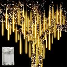 8-Tube LED Meteor Shower Christmas Tree Hanging Light, Battery Powered, Suitable For Christmas, Halloween, Wedding, Square, Street, Yard, Garden, Holiday Party Decoration Lighting - AA Battery Meteor Shower - View 3