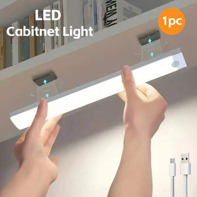 LED Strip Motion Sensor Light, 3 Modes Adjustable, USB Rechargeable, Magnetic Stick-On Bedside Lamp, Suitable For Wardrobe And Cabinet, Indoor Lighting With Night Light Function