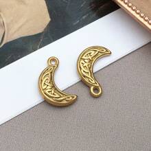 2 件时尚金色不锈钢天体太阳月亮饰品金属太阳吊坠适用于 DIY 珠宝耳环手链项链工艺钥匙扣配件 - 金色 - 查看 14