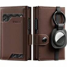 Cartera para AirTag de Hombre, Portatarjetas RFID Antirrobo, Regalo para Hombre, Cartera con Llavero, Cartera Simple para el Día del Padre (Negro) - gris - Ver 14