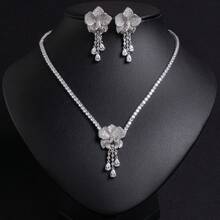 3pcs Silver Tone Elegant Floral Shaped Earrings & Necklace Jewelry Set, Suitable For Women's Daily, Festival, Party Wear, Gift (Multi-Color Available)