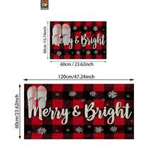 1set/1pc/2pcs Merry & Bright Pattern Bathroom Anti-Slip Mat, Made Of Artificial Cashmere Material With Fluffy Decoration, Suitable For Doors, Bathrooms, Kitchens And Other Occasions, Machine Washable, Non-Slip, Christmas Decoration, Can Be Given As A Gift To Friends, Men And Women