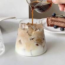 1 pieza Vaso de vidrio borosilicatado con soporte, vaso creativo para bebidas, para uso doméstico - transparente - Ver 1