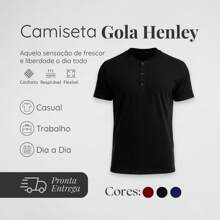 Men's Slim Casual Shirt With Henley Collar In Lightweight 30.1 Thread Cotton Ideal For A Clean, Urban, Comfortable And Timeless Look - Black - View 3