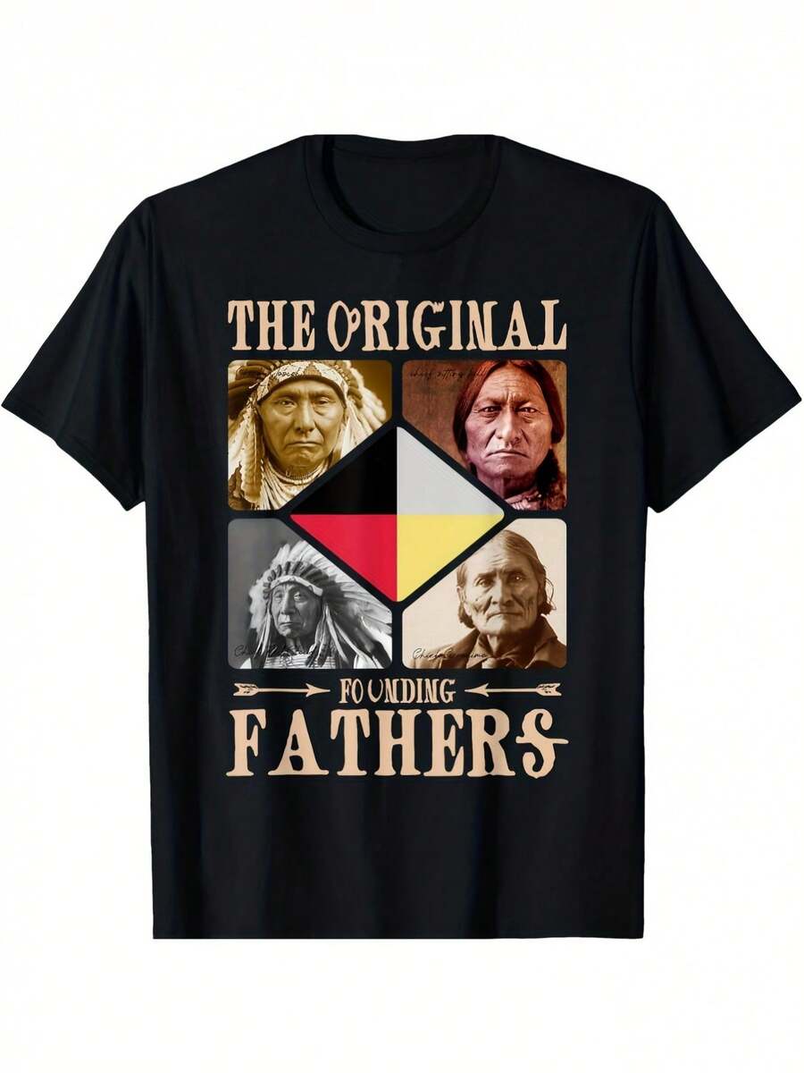Camiseta Vintage de Orgullo Nativo Americano para Hombre - 100% Algodón, Camiseta Casual de Cuello Redondo y Manga Corta, Ajuste Transpirable y Cómodo, Regalo Perfecto para Él - Negro - Ver 1