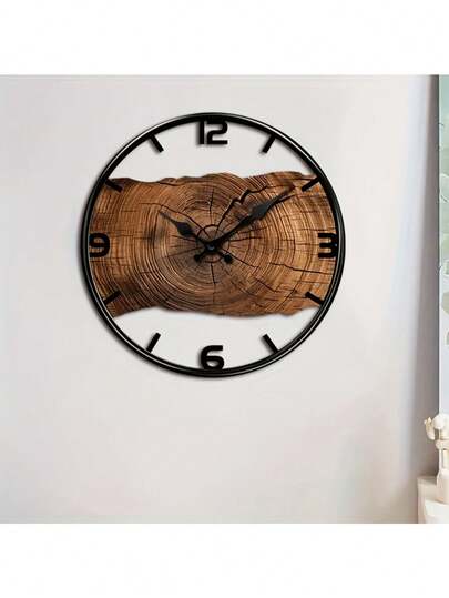 1pc Wooden Klok Silent Non Ticking Digital Tree Ring Round Moderne Home ation Living Room, Bedroom, Office Perfect Birthday s, ation, AA Battery Powered (Not Included), Room Clock, Durable Wood Structure, Interior er, ations view 4