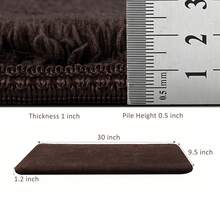 Plush Soft 14pcs Bullnosed Carpet Stair Treads Cover (9.5" X 30"X1.2")With 1pcs Landing Mat (24"X36") Rugs Set Tape Free Self-Adhensive Non-Slip Noise Reduced - 深棕色 - 查看 2