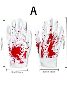 2pcs/Pair Halloween Party Decoration Gloves, Horror Bloody Gloves, Character Role Play Props With Printed Blood, Halloween Horror Atmosphere Decoration, Bloody Gloves, Festival Costume Party Accessories