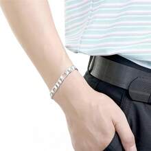 8英寸金手链 8毫米金/银色全边费加罗链手链 适合女士男士时尚婚礼珠宝礼物 - 金色 - 查看 5