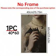 1 buc cadru opțional retro gotic întunecat liliac poster, pictură în ulei pentru fată cu liliac, artă murală pe pânză impermeabilă, artă murală cadou, living, dormitor, baie, birou, coridor, bucătărie decorare casă decorare Halloween decorare toamnă decorare cameră decorare.