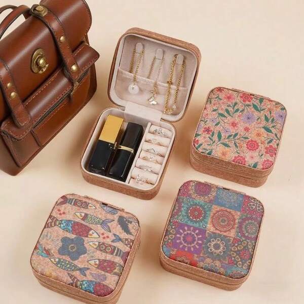 1pc Vintage Handpainted Ornate Art Nouveau Rectangular Antique Jewelry Box, Earring Holder, Necklace, Ring, Anklet, Gift Box, Convenient Travel Storage Case For Women For Women Storage Organizer Travel Essentials Back To School Dormitory Storage Fall Decor