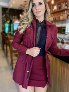 Women's Parka (Overcoat) Bengaline - 酒紅色 - 查看 1