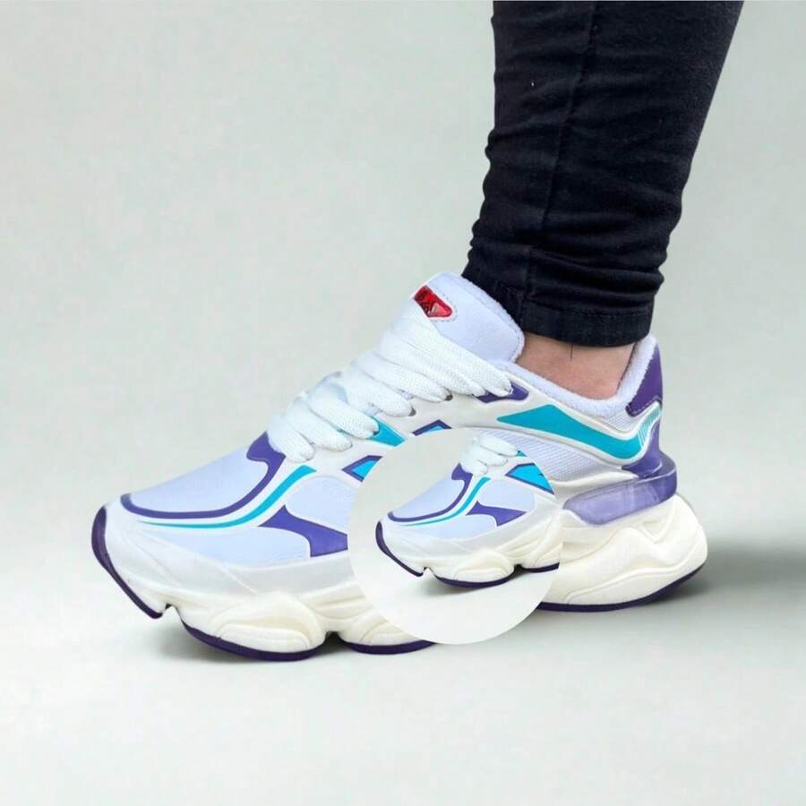 NB 9060 Women's Casual Lace-Up Low-Top Sneakers, New All-Season Outdoor Sports Shoes, Comfortable Sneakers With Durable Anti-Slip Thick Sole - 白色和藍色 - 查看 1