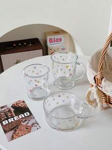 1 pieza Taza de vidrio con diseño de estrella colorida, diseño de caja de regalo exquisito y único, taza de gran capacidad para café, bebida, jugo, desayuno, leche, tazón para postre, tazón para helado, adecuado para cocina, habitación, comedor, vajilla, verano, océano, una taza de café, vidrio, taza, tazón, regalo de cumpleaños, regalo de Acción de Gracias y Halloween, regalo de regreso a la escuela