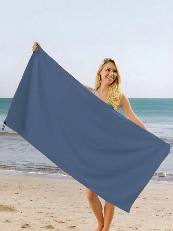 1pc Navy Blue Quick Dry Towel, Ultra-Fine Fiber, Thin & Soft, Super Absorbent, Suitable For Outdoor Sports, Camping, Gym, Yoga, Hiking