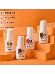 4pcs 10ml Dip Powder Liquid - Activator, Base, Top Gel Coat, And Brush Saver For Nail Art - No Curing Needed - Perfect For Nail Salons And Home Manicures
