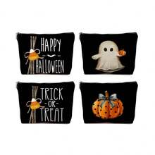 1/4 件，万圣节可爱鬼图案印花化妆包和洗漱用品收纳包 - 深色哥特学院风格可重复使用药包，卡通美学铅笔袋 - 洗漱包，旅行和化妆收纳包 - 适用于学校、夏季家居装饰、珠宝收纳、零食袋，9 英寸 * 6 英寸旅行必需品包，适合学校假期返校用品女士旅行包 - 彩色 - 查看 6