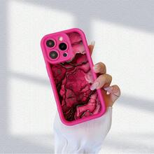 大理石纹理图案，全新玛瑙渐变手机壳，TPU软硅胶保护套，适用于 16 15 14 13 12 11 XS XR X 7/8 Mini Plus Pro Max系列，适合作为生日礼物 - 玫紅色 - 查看 5