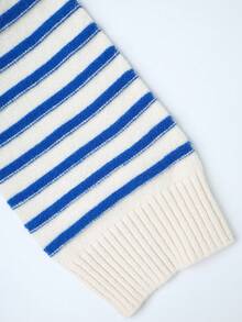 Women's Autumn/Winter Polo Collar Half-Zip Striped Pullover Sweater, Elegant Casual Style, Suitable For College, Street, Back To School Party, Travel, Tea Party, Airport Outfit, Spring/Autumn