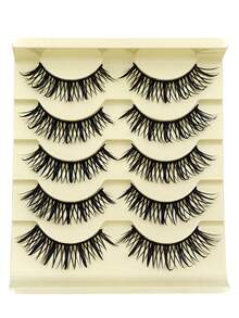 Asiteo 5 Pairs Manga Lashes,Soft Natural Long Eyelashes Fake Lashes Anime Wispy Strip False Eyelashes,Reusable For Used Daily Makeup Extension Cosplay,Party Fake Lashes - Spiky Manga Lashes - View 6