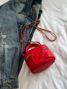 Túi mini nhẹ, túi dây xích, túi chần bông, túi xách tay, túi xô, phù hợp cho nữ sinh, sinh viên và phụ nữ công sở, tuyệt vời cho văn phòng, trường đại học, công việc, đi làm, hoạt động ngoài trời, du lịch và dã ngoại. - Đỏ - Xem 8