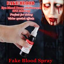 1 Botella de Spray de Sangre Falsa Lavable (60ml), Spray de Sangre Falsa de Halloween, Para Ojos, Ropa, Maquillaje de Payaso, Vampiro, Zombie, Monstruo