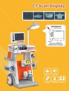 儿童医生和护士角色扮演玩具套装，医生和护士服装，牙科医疗车，牙套，听诊器，体温枪，心电图监测仪，医疗工具，迷你套件，男孩和女孩学习医学知识，克服心理恐惧，模拟场景玩具，教育医生和护士游戏玩具，课堂娱乐，生日礼物 - 彩色 - 查看 7