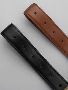 1 条女士皮带，适合牛仔裤、休闲裤，2 种颜色可选：黑色/棕色，金色带扣，适合 S/M 腰围夏季、学校