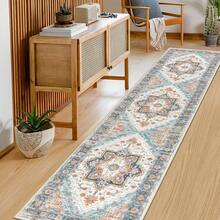 Pauwer Hallway Runner Rug Washable Rugs Runner Non Slip Carpet Runner Boho Farmhouse Vintage Throw Area Rugs Floor For Kitchen Laundry Room Entryway Bedroom Bathroom - 藍色 - 查看 5