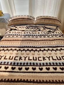 1pc Bohemian Style Double-Sided Printed Thickened Half-Fleece Knitted Blanket/Throw/Towel, Suitable For Office Nap/Sofa/Air Conditioning, Thick Hypoallergenic Knitted Blanket - Luxury Nordic Heart Pattern, Suitable For Bedroom And Sofa, Mixed Color, Multi-Purpose,Fall Decor,Autumn Decor,Room Decor - Coffee Brown - View 9