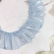 1 件珍珠光泽褶饰花卉蕾丝花边，适用于袖口、窗帘、围裙、蛋糕装饰、设计师面料