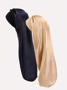 3件装女士多色长发睡眠帽，仿丝弹力头巾，美发护理头饰