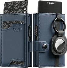 Cartera para AirTag de Hombre, Portatarjetas RFID Antirrobo, Regalo para Hombre, Cartera con Llavero, Cartera Simple para el Día del Padre (Negro) - gris - Ver 10