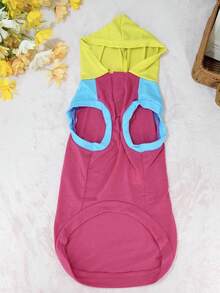 Patchwork Color Block Short Sleeve Hoodie Outerwear For Pomeranian & Bichon Frise