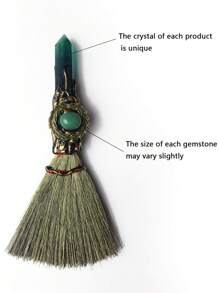 水晶巫术扫帚 - 手工制作的巫师祭坛工具，迷你魔法扫帚，用于精神修炼，万圣节服装，有趣的小礼物，万圣节派对礼物 - 彩色 - 查看 9