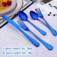 WAYDEKO Stainless Steel Flatware Set Knives Forks Spoons Set, Lasered Vintage Paisley /Seashell/Snowflakes Pattern Design, Mirror Polish And Dishwasher Friendly Black,Blue,Colorful Silverware Set, Cutlery Set,Stainless Steel Halloween Black Flatware Set Knives Forks Spoons Set