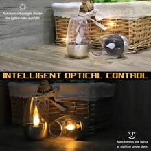 1/2/6个装太阳能不锈钢闪烁火焰蜡烛灯，室内/室外灯笼桌面装饰亚克力灯，600mAh可充电电池供电楼梯地灯，太阳能板自动充电装饰灯，适用于庭院、书桌、楼梯、草坪，营造浪漫氛围，圣诞节、万圣节和节日派对装饰礼品 - 暖白色 - 查看 9