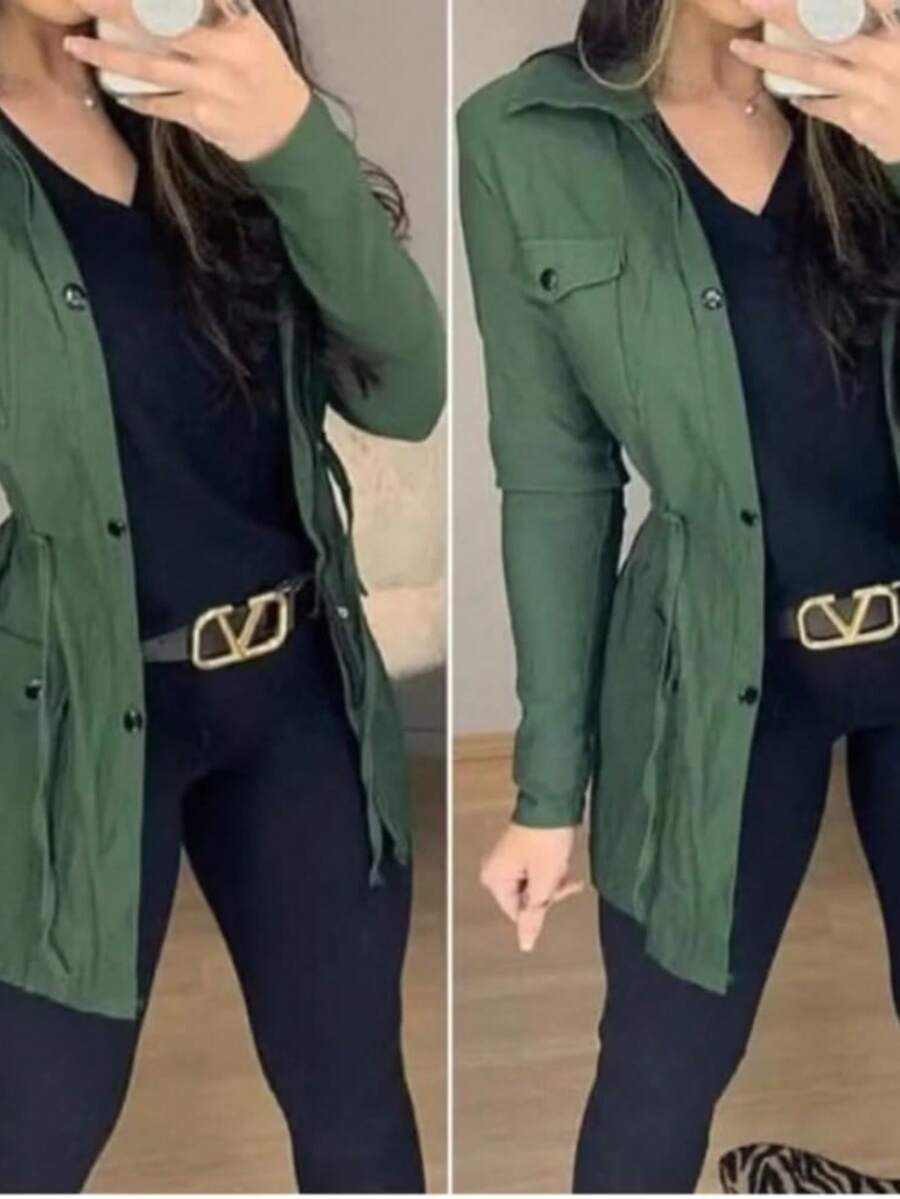 Women's Parka (Overcoat) Bengaline - 軍綠色 - 查看 1