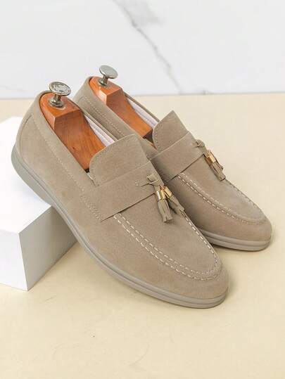 男士流苏乐福鞋平底舒适牛津底正装鞋，简约风格休闲正装鞋，适合办公室、婚礼