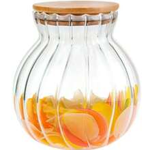 Kit Of 3 Fluted Glass Candy Jars With Airtight Bamboo Lid - Trong sáng - Xem 8