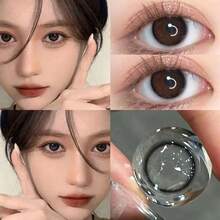 Un par de lentes de contacto de colores nuevos lentes de contacto delgados de 14.5 mm de diámetro grande desechables anuales con pinzas y clips colores aleatorios Halloween lentes de contacto color disfraz maquillaje fiesta temática accesorios - Multicolor - Ver 4