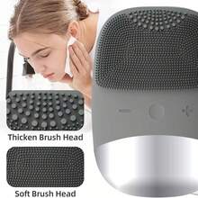 3-Color Optional 3-In-1 Electric Cleaning Brush, USB Charging Silicone Massage, Blackhead And Keratin Removal Home Beauty Device - 黑色 - 查看 4