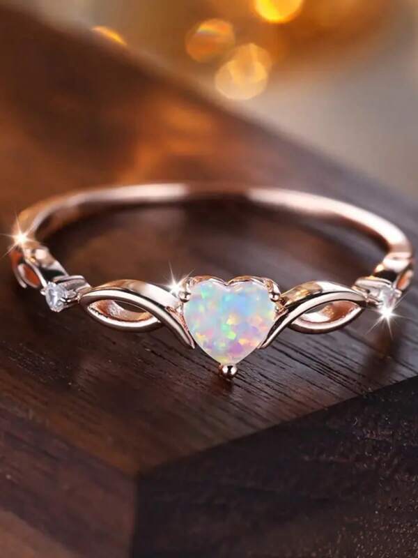 1 pièce Bague en forme de cœur, le cadeau parfait pour votre bien-aimé, à la mode, luxueuse, vintage, accessoire de bijoux de design élégant pour femmes