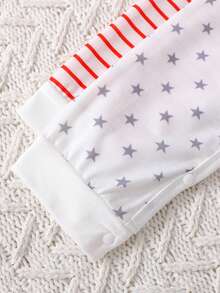 2pcs Baby Girls' Letter Print Romper And Pants Set, Spring/Autumn