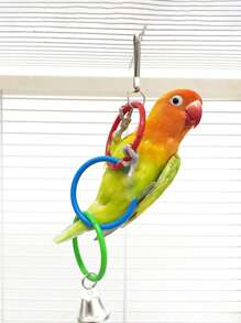 1 szt. Wielokolorowa zabawka wspinaczkowa dla papugi, z kolorowymi pierścieniami - wytrzymały plastikowy hamak, odpowiedni do żucia i zabawy, idealny dla małych papug i ptaków, zabawka dla papugi