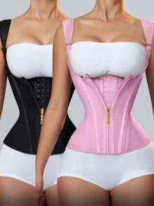 1pc Waist Trainer For Women, Tummy Control Sports Girdle, Workout Body Shaper With Adjustable Shoulder Strap Fajas Waist Cincher Corset Shapewear Body Shaper With Zipper Hook