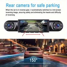 1pc 360° 3-Channel Car Dash Cam - Front 1080P & Rear/Left/Right 720P, 3.16" IPS Display, Night Vision, 24H Parking Mode (G-Sensor/Motion Detection),  Music Player, Supports 64GB Card (32GB Included) - 三路顯示 - 查看 3