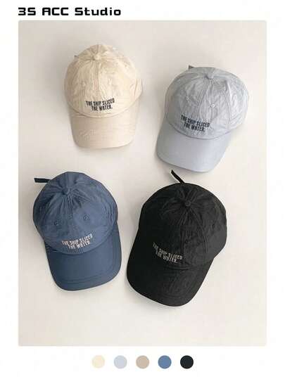 1 pièce Chapeau d'été doux avec couronne, lettrage brodé, mince, séchage rapide et anti-UV. Casquette polyvalente décontractée à couronne souple pour femmes. Nouveau chapeau de soleil à la mode et élégant pour hommes, printemps/été, plage, vacances