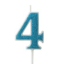 Blue Glitter Birthday Candle - 4 - Ver 1