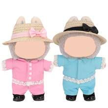 1/2pcs 17cm LBB Straw Hat With Bow Headband Decor, Fashionable & Cute LLabubu Accessory, Suitable For Blocking Summer Sunlight, Children's Toy Doll Accessory, Holiday Party, Birthday Gift - LBB-0038 - View 1